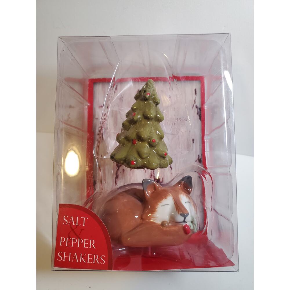 Fox and Tree Ceramic Salt and Pepper Shakers